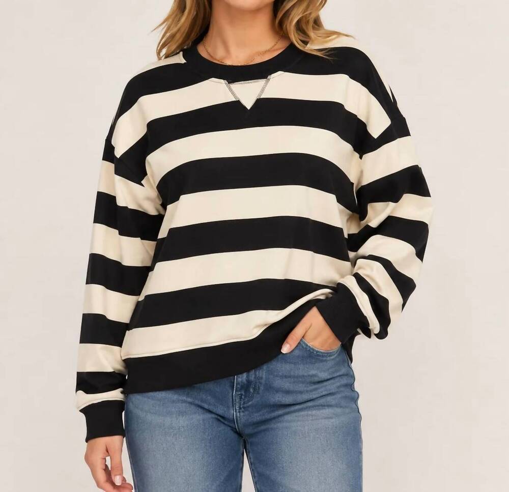 NEW HEM & THREAD oversized rugby stripe sweatshirt in black